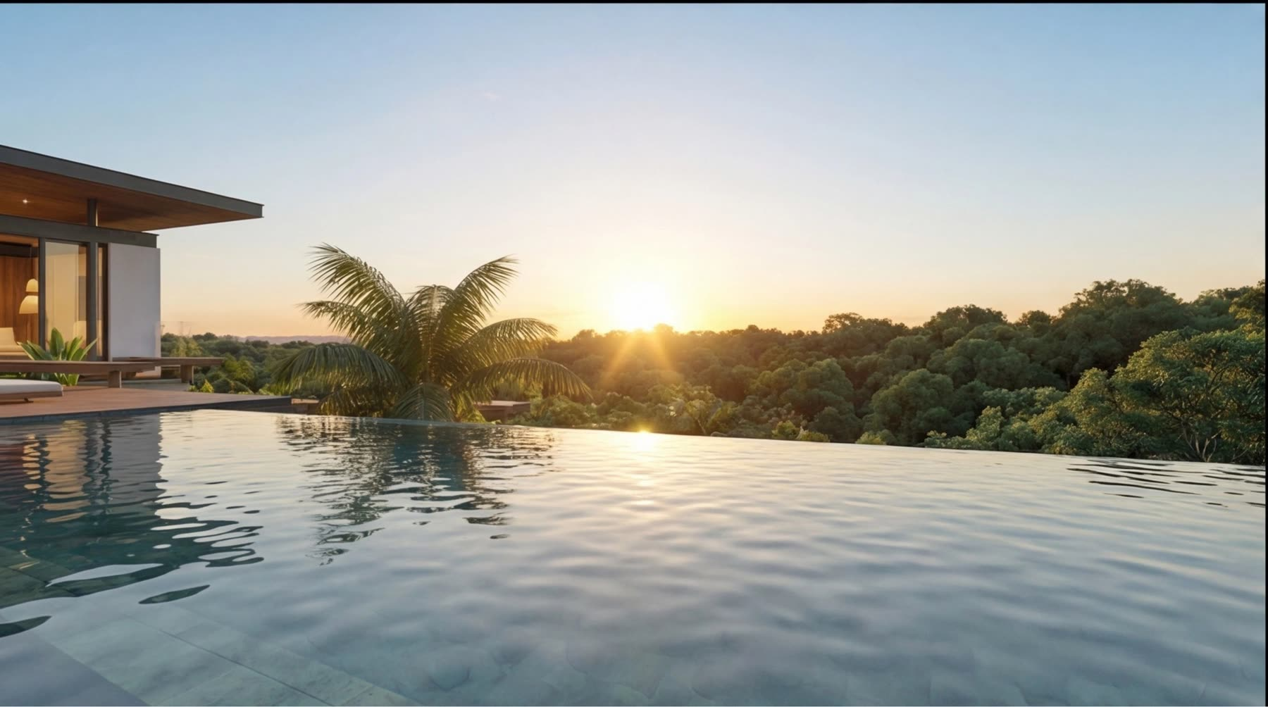 Reserva do Mediterrâneo — piscina de borda infinita ao pôr do sol