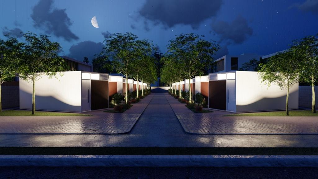 Vila de Studios — aplicação Empreendimentos imobiliários do sistema construtivo industrializado FlexCubic