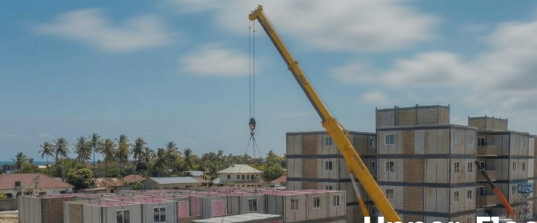 Montagem sequenciada das unidades no canteiro do projeto Karibu Group