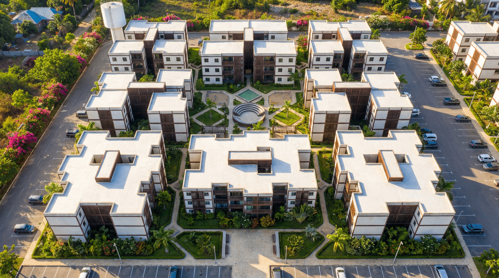 Estudo de implantação geral dos blocos residenciais do projeto Karibu Group